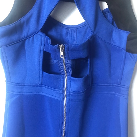 BLVD Colour Block Cut Out Mini Dress Blue Black - Picture 4 of 8